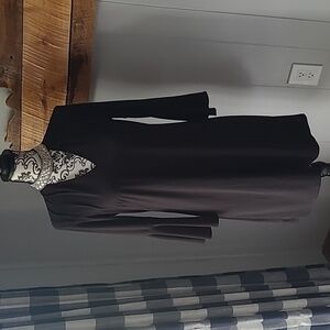 MSK sz small black rhinestone collar jewels front cut out formal dress